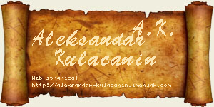 Aleksandar Kulačanin vizit kartica